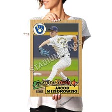 Jacob Misiorowski Milwaukee Brewers 1987 Baseball Card Poster - 11x17 in.