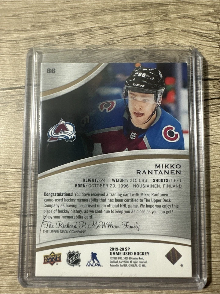 2019-20 Upper Deck SP Game Used - Mikko Rantanen #86 Gold Jersey Relics (MEM) - Image 2 of 2