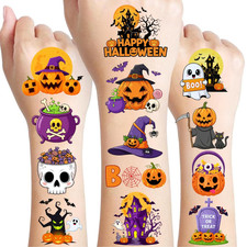 50 PCS Halloween Temporary Tattoos for Kids, Halloween Themed Party Favors