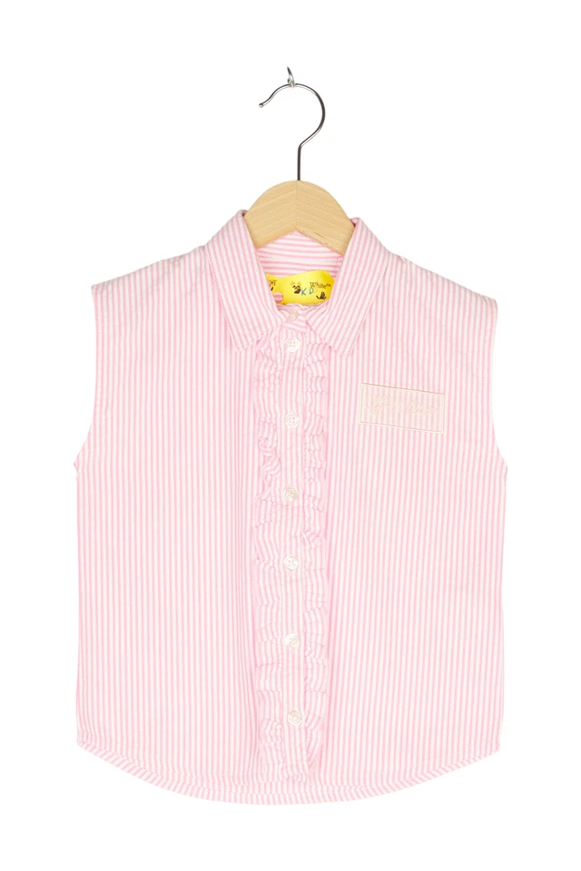 Off-White T-Shirt Bluse ärmellos gestreift Gr. EU 104 Pink Mädchen Neu - Bild 1 von 4
