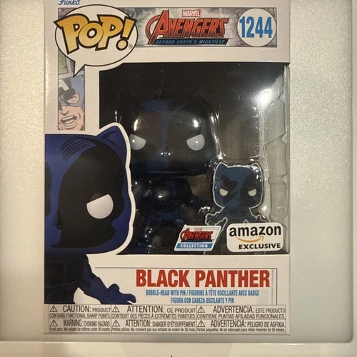 Funko Pop! Marvel Avengers Black Panther w/ Pin #1244 Amazon Exclusive