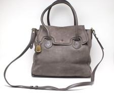 Cole Haan Gray Satchel Shoulder Bag Double Handles Buckle Logo Inner Pockets