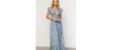 Baltic Born Phoebe Tulle Maxi Dress Dusty Blue Size L