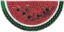 1 1/2" x 3" Sequin Slice of Watermelon Fruit Embroidery Patch