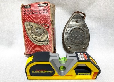 Centerline Laser LevelPro w/ 7' Tape Measure & Vintage Craftsman Chalk Line 50'