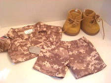 Build A Bear Workshop Camo Military Uniform Outfit Shorts Shirt Dog Tag Boots