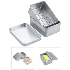 Aluminum Soap Box with Lid Travel Soap Holder Removable Drain Tray Bathroom Stor