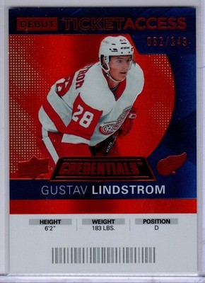 2020-21 Credentials Gustav Lindstrom Orange Debut Ticket Access Rookie Card # 59