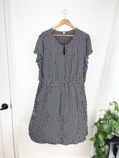 Old Navy XXL Black White Check Elastic Waist Short Sleeve Dress Women’s 2XL