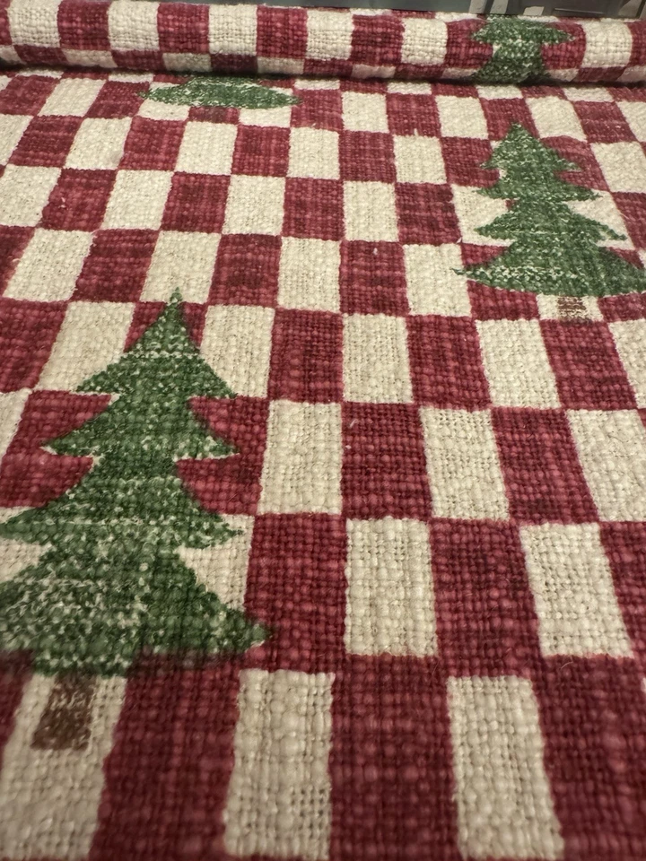 The Farmhouse Rachel Ashwell Table Runner Christmas Trees Plaid  16" X 90" New - Image 3 of 4