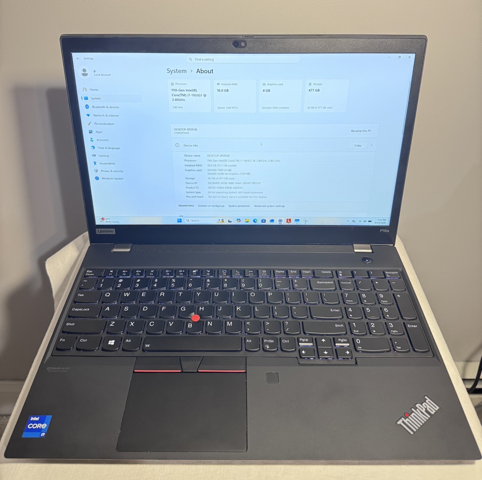 LENOVO ThinkPad P15s Gen2i i7 15.6