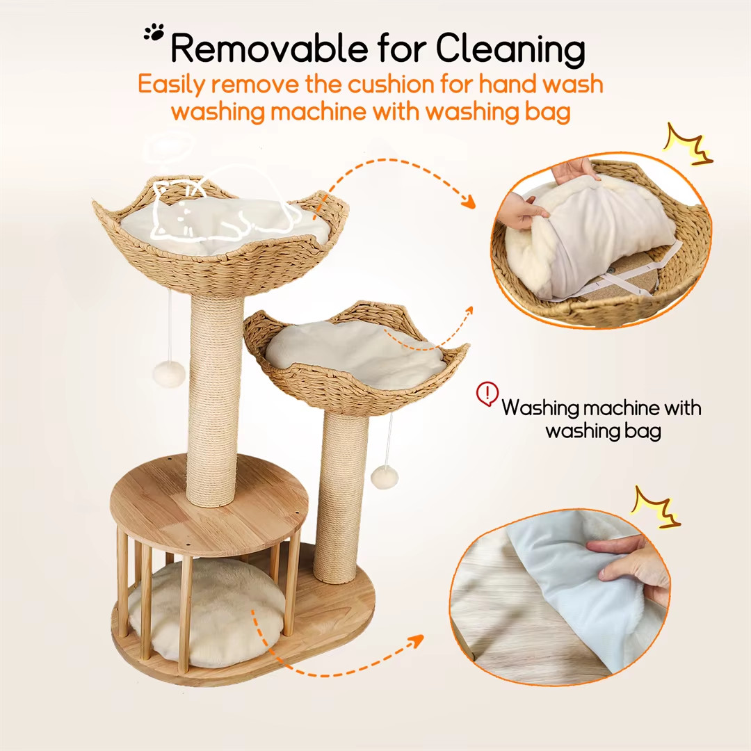 3-Tier Cat Climbing Tree Indoor Kittens Activity Center Tower with Scratching Po