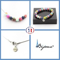 Mineralien Und Edelsteine. Schmuckset Armband Halskette Perlen Jaspis Rosa Gelb