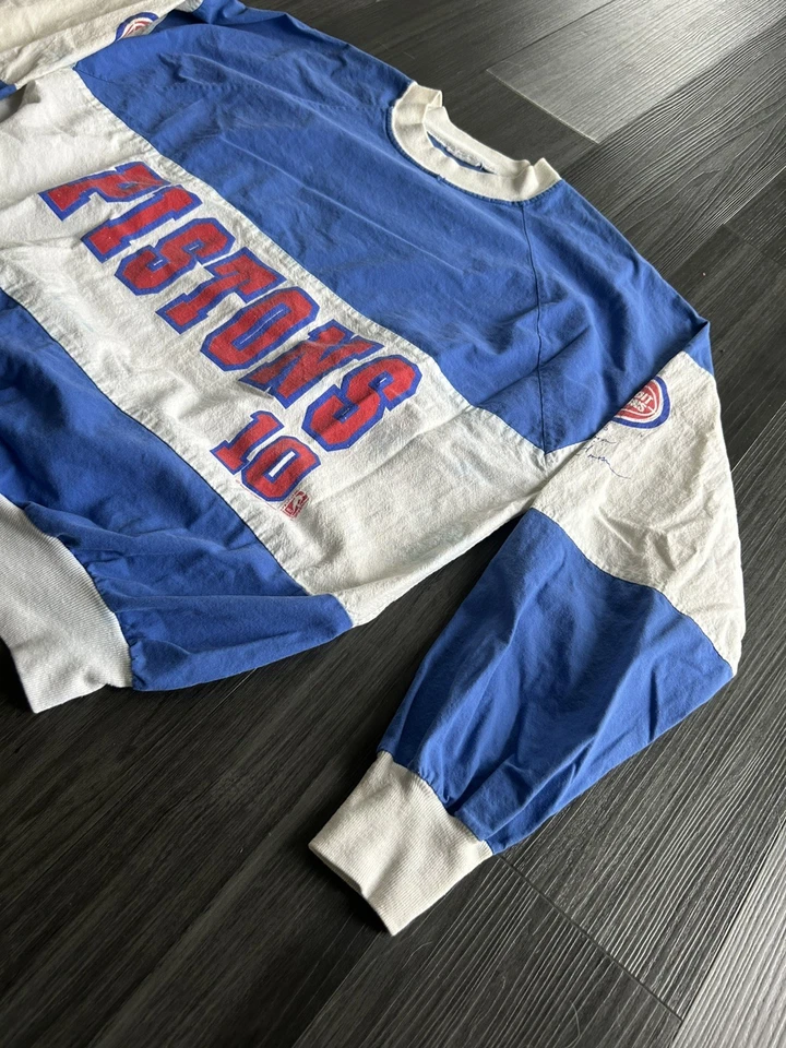 Camisa De Colección Años 90 Detroit Pistons Dennis Rodman Bad Boys Rayas NBA Azul Nuez moscada Foto 3 de 4