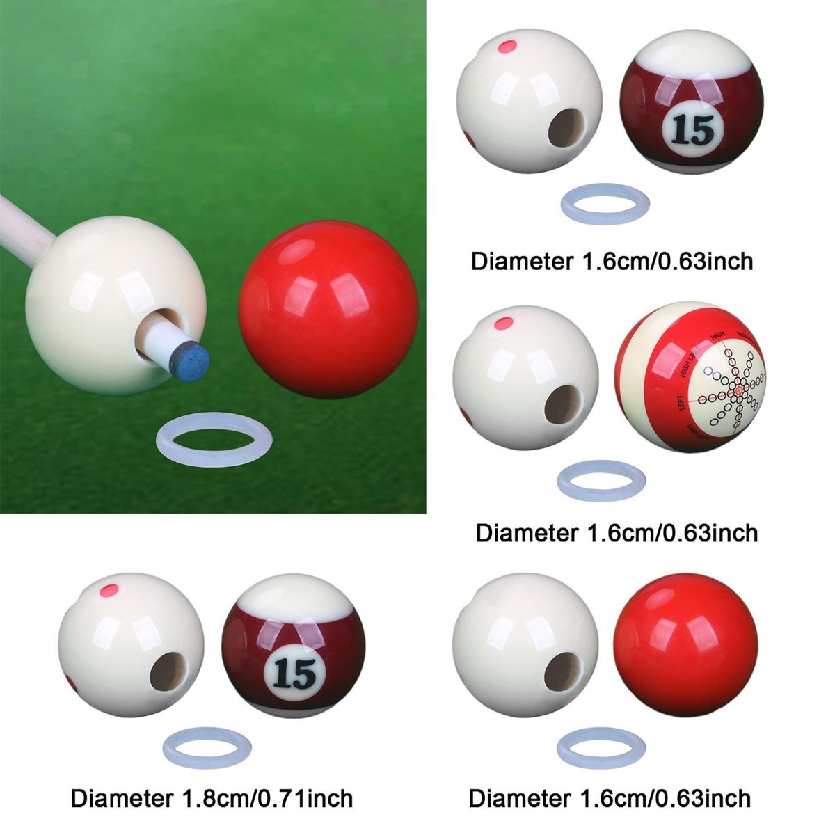 Snooker Training Ball Aiming Practice Tool with Hole Billiard