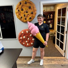 Hanging Strawberry Dipped Ice Cream Twist Over Sized Resin Statue Display Prop