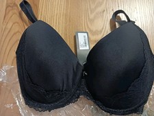 NWT Alegro Black W/lace "Flirt Bar" T-shirt Bra Size 34FF