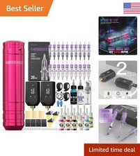 Professional-Grade Pink Wireless Tattoo Kit - Perfect Starter Kit for Artists