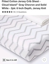 Cloud Island 2-Pack Jersey Crib Fitted Sheets Gray Chevron  White Cotton 28x52  