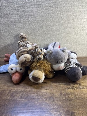 Menge 6 NICI Plüsch Federmäppchen Figur Etui & Schlüsselanhänger Tiger Löwe Zebra Katze