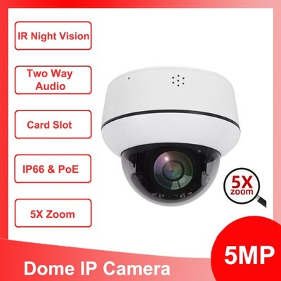 5MP IP IR PTZ Camera POE Speed Dome 5X Zoom O-vif Two-way Audio Motion Detection