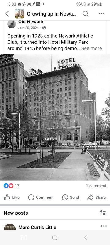 MILITARY PARK HOTEL..NEWARK NEW JERSEY....UNSTRUCK MATCHBOOK