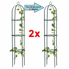 X2 1.9m Outdoor Garden Metal Obelisk Climbing Plant Support Frame Trellis New
