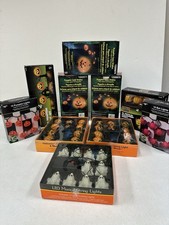 Halloween Lights Lot of 10 Boxed Sets Pumpkin Bat Ghost Musical Lawn Stakes