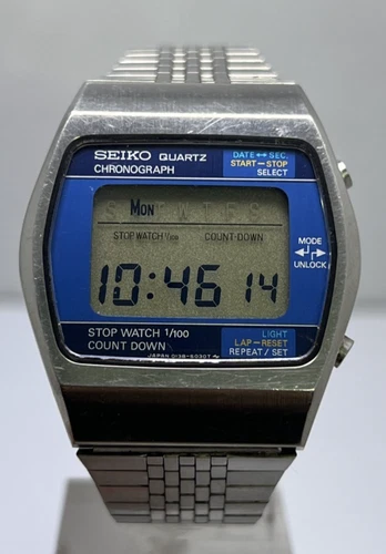Vintage Seiko 0138-5030 Chronograph Stopwatch Digital Quartz Men's Wristwatch