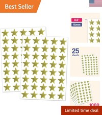 1000 Pack, Gold Foil Star Metallic Stickers, 0.6" Diameter