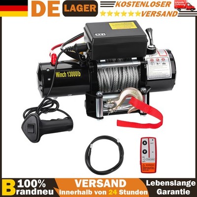 Elektrische Seilwinde 12V 13000LBS 5909KG Motorwinde Offroadwinde Stahlseil Funk