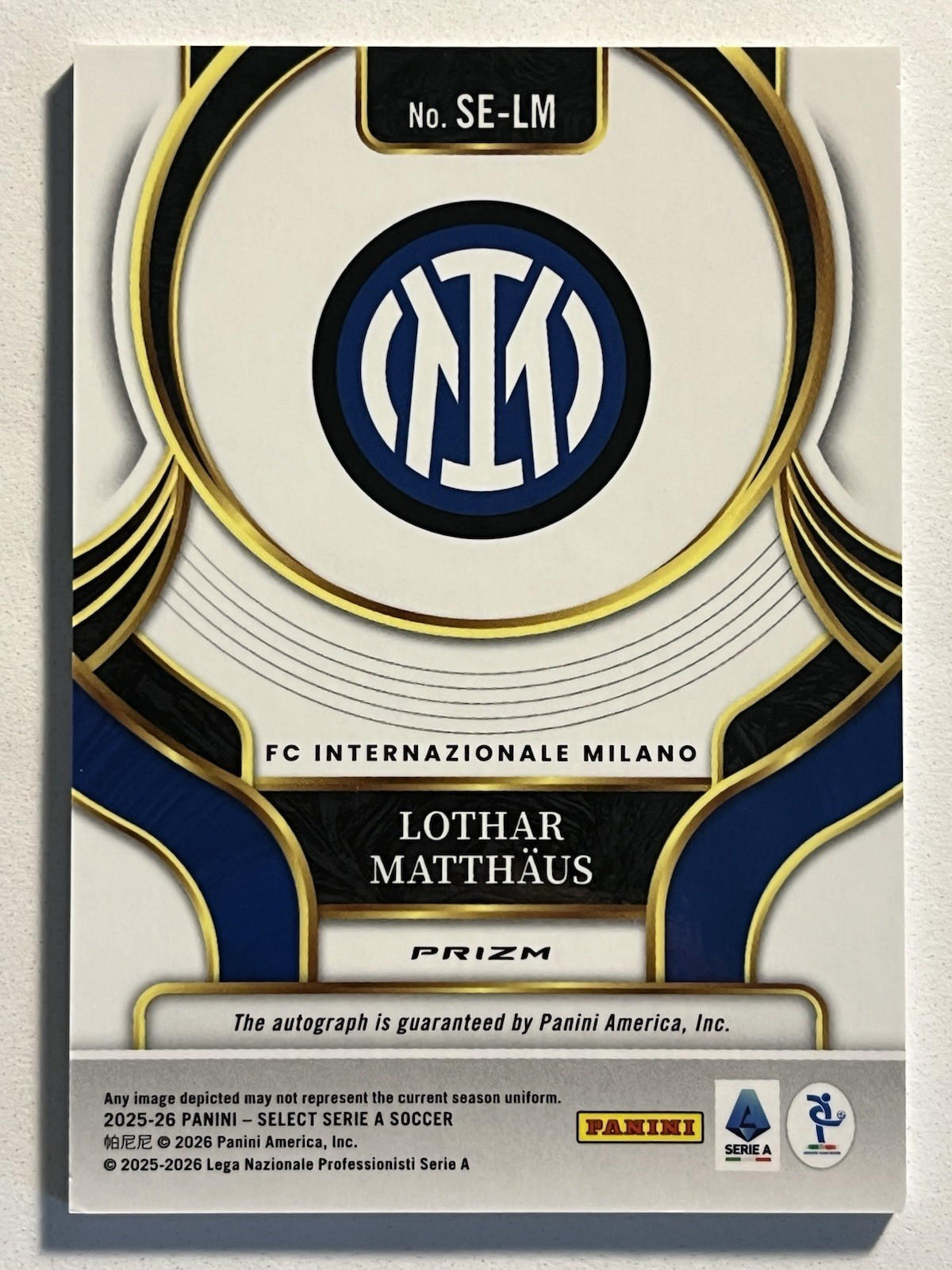 2025-26 Panini Select Serie A - Lothar Matthäus PRIZM AUTO Inter Milan Autograph view 5