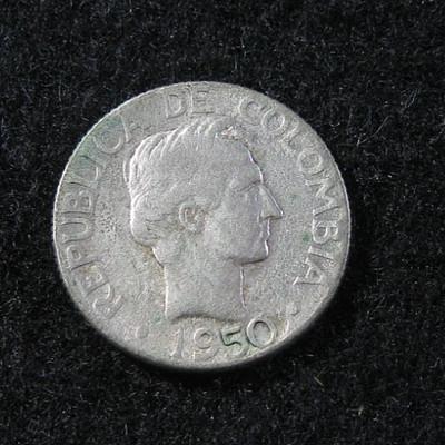 1950 COLUMBIA - 10 Centavos - SILVER - Santander