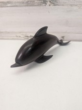 Hand Carved Dark Wood Dolphin Figurine Sculpture Coastal Nautical Beach Decor