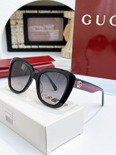 Gucci GG0860S Women Sunglasses Cat Eye Gradient Lens Gold GG Logo UV400 Shades