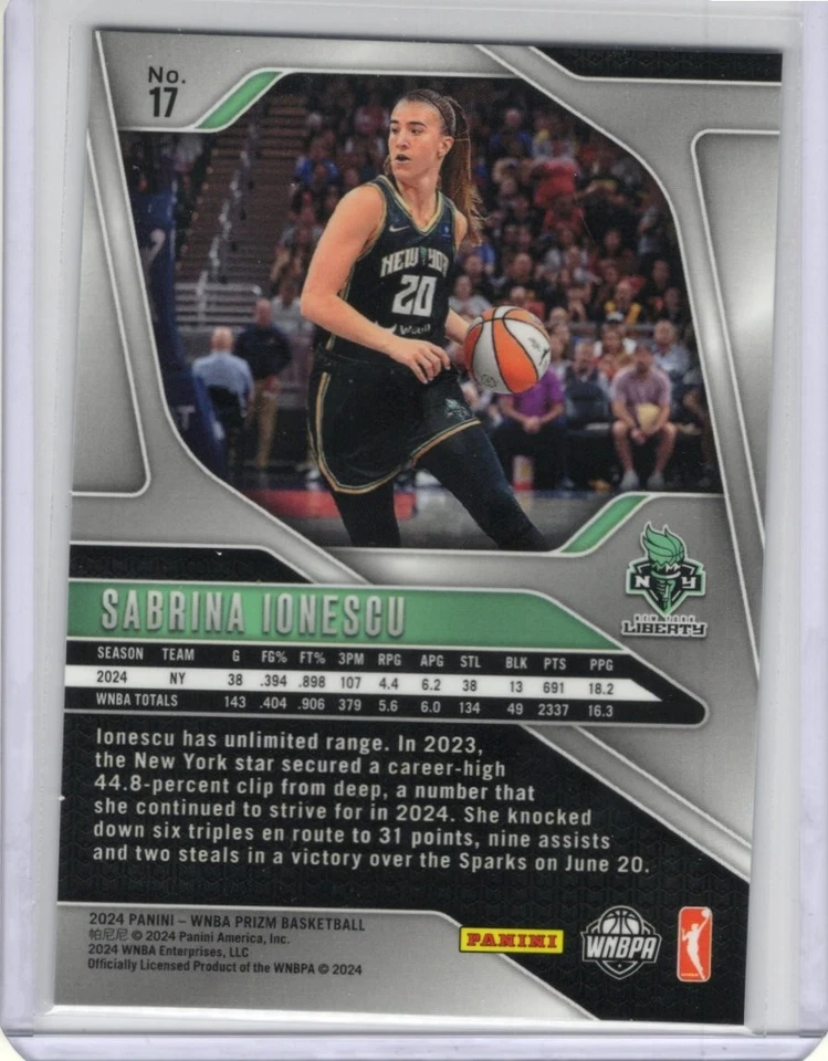 2024 Panini Prizm WNBA - Sabrina Ionescu #17 Silver Prizm - Image 2 of 2