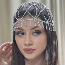 Women Rhinestone Head dress Nets Tassels Fashion Metal Jewel Hair Chain 11019