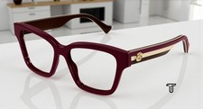 GUCCI GG1302O 005 Rectangular Squared Acetate Burgundy 55 mm Women's Eyeglasses