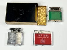 Vintage Cigarette Metal Case + Lighter LOT Pall Mall Ronson USA As Is