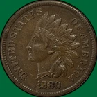 1880 Indian Head Cent Very Fine VF Coin #39501