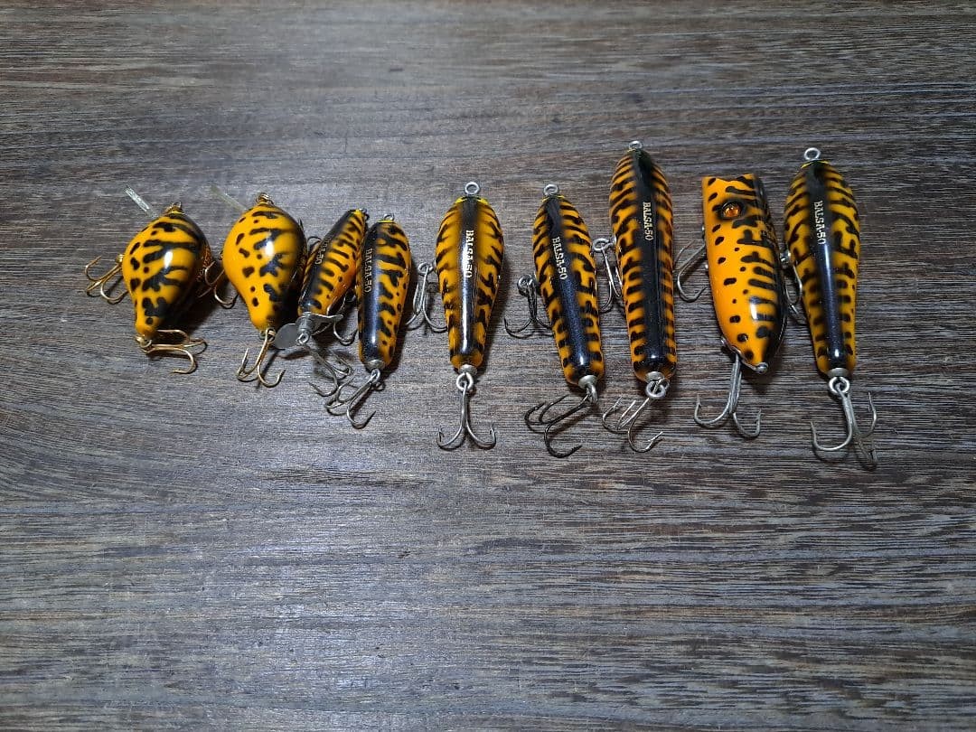 Fished, unused, in good condition, Balsa 50 Yellow Dog, set of 9 - Image 12