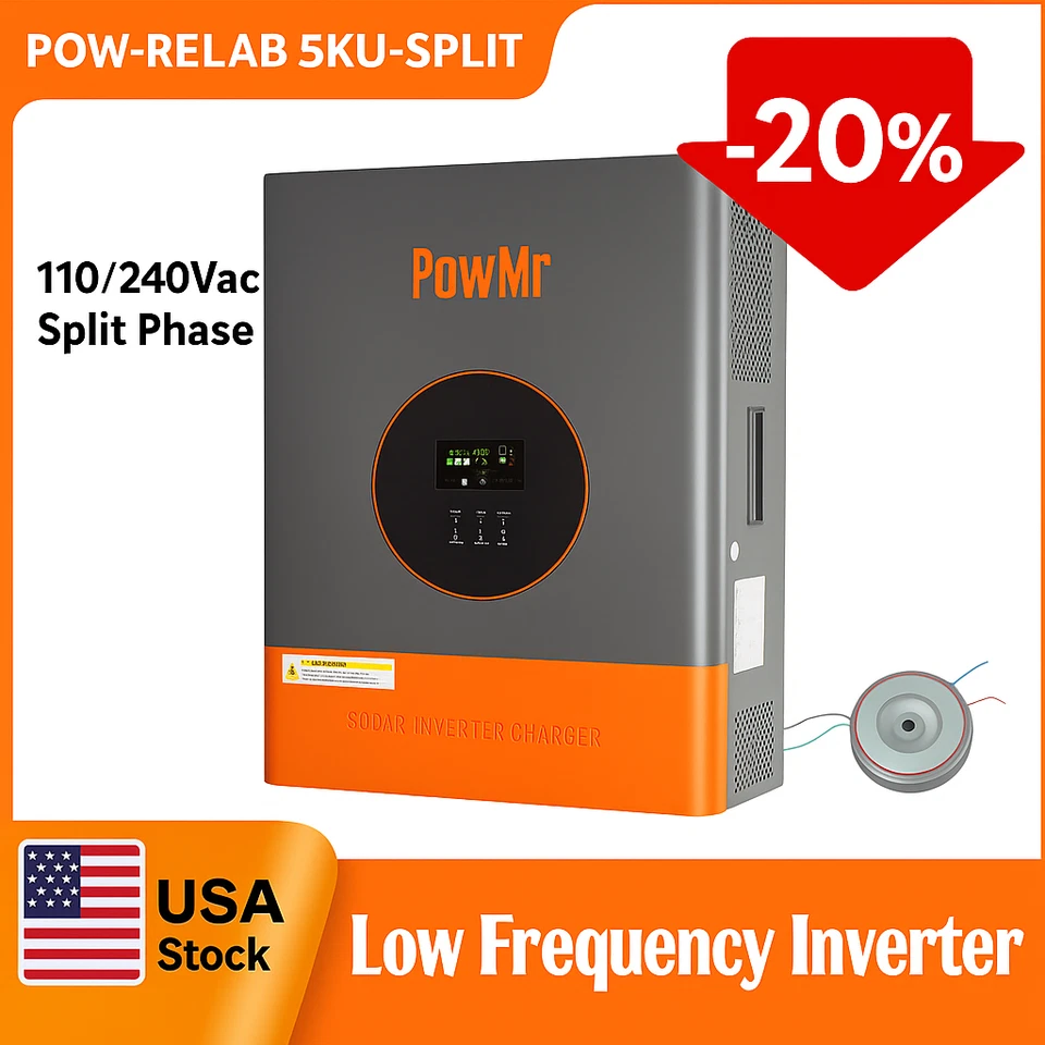 POWMR 5KW/10KW 48V Solar Low Frequency Inverter 110V/220V Split Phase 120A Controller