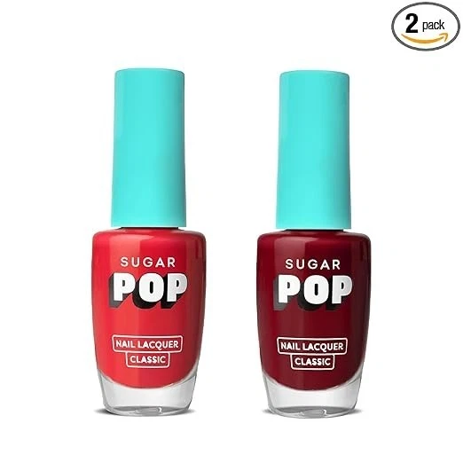 SUGAR POP Glossy Finish Nail Essentials - Nail Lacquer 13 Red Alert & Nail Lacqu