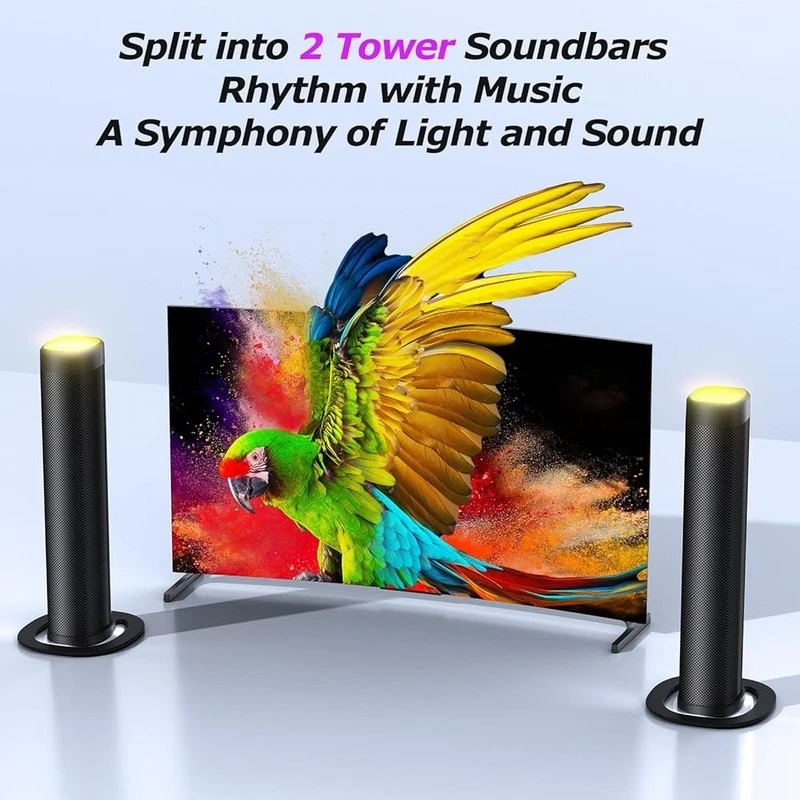 3D Sound Bar Immersive Deep Bass RGB Lights Multiple Inputs Gaming Audio New - Image 4 of 4