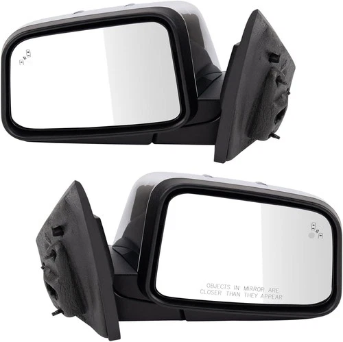 TRQ Driver Passenger Mirror Set Heat w/o Housing Turn Signal for 11-15 Ford Edge