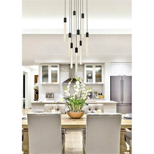 Elegant Lighting Weston 9-Light Modern Metal and Crystal Pendant in Black - Picture 2 of 8