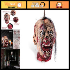 Bloody Severed Zombie Corpse Head Prop - Halloween Hanging Decoration, Creepy De