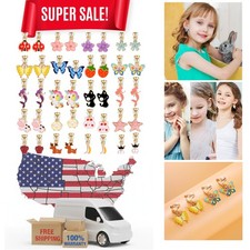 Charming 20 Pairs Clip-On Earrings for Girls: Cute Animal Designs Non-Pierced