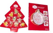 10 Pcs Christmas Cookie Cutter Set  1 Cookie Cutter With Stencil.New