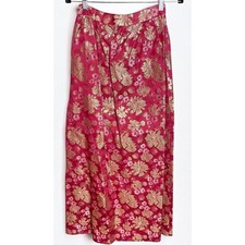 Vintage 1960s Hot Pink Gold Brocade Long Maxi Skirt Cocktail Formal Party Size S